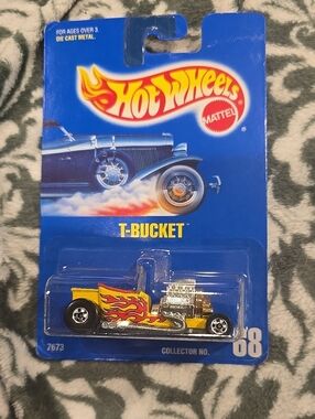 1991 Hot Wheels #68 T-Bucket BWs Yellow With Red Blue Flames Collector's No. 68